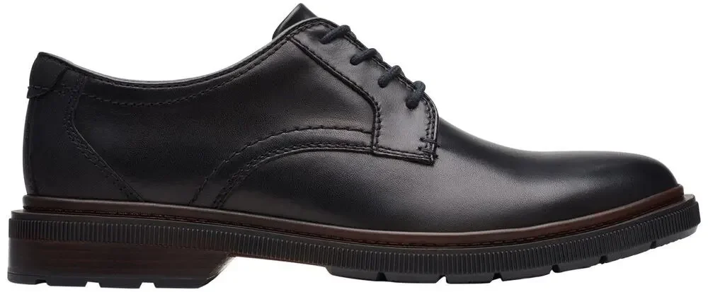 CLARKS MEN'S BURCHILL DERBY-, BLACK LEATHER, 10.5 US
